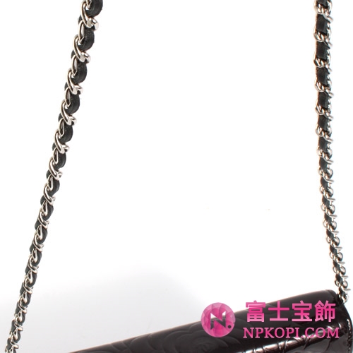 シャネル CHANEL カメリア エナメル ショルダーバッグ ブラック＆シルバー A47421AAZW 【2012年新作】